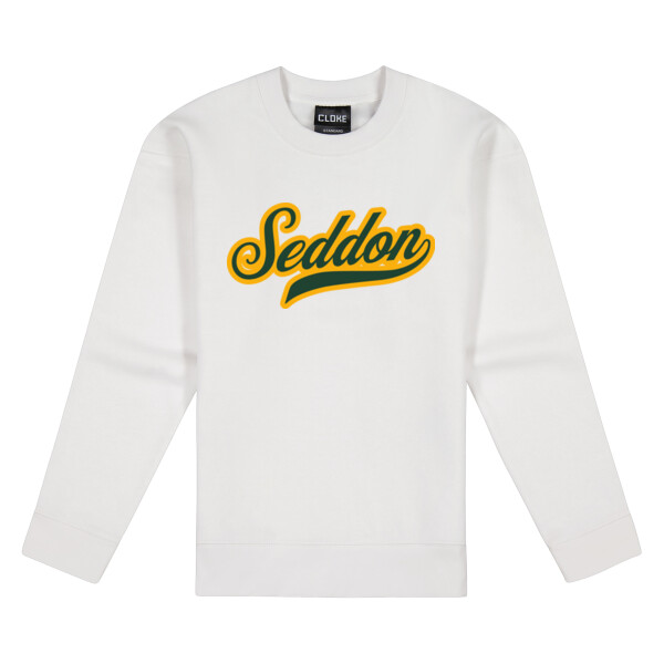 WHITE SEDDON SCRIPT CREW - Cloke Women's Standard Crew Neck Sweat Thumbnail